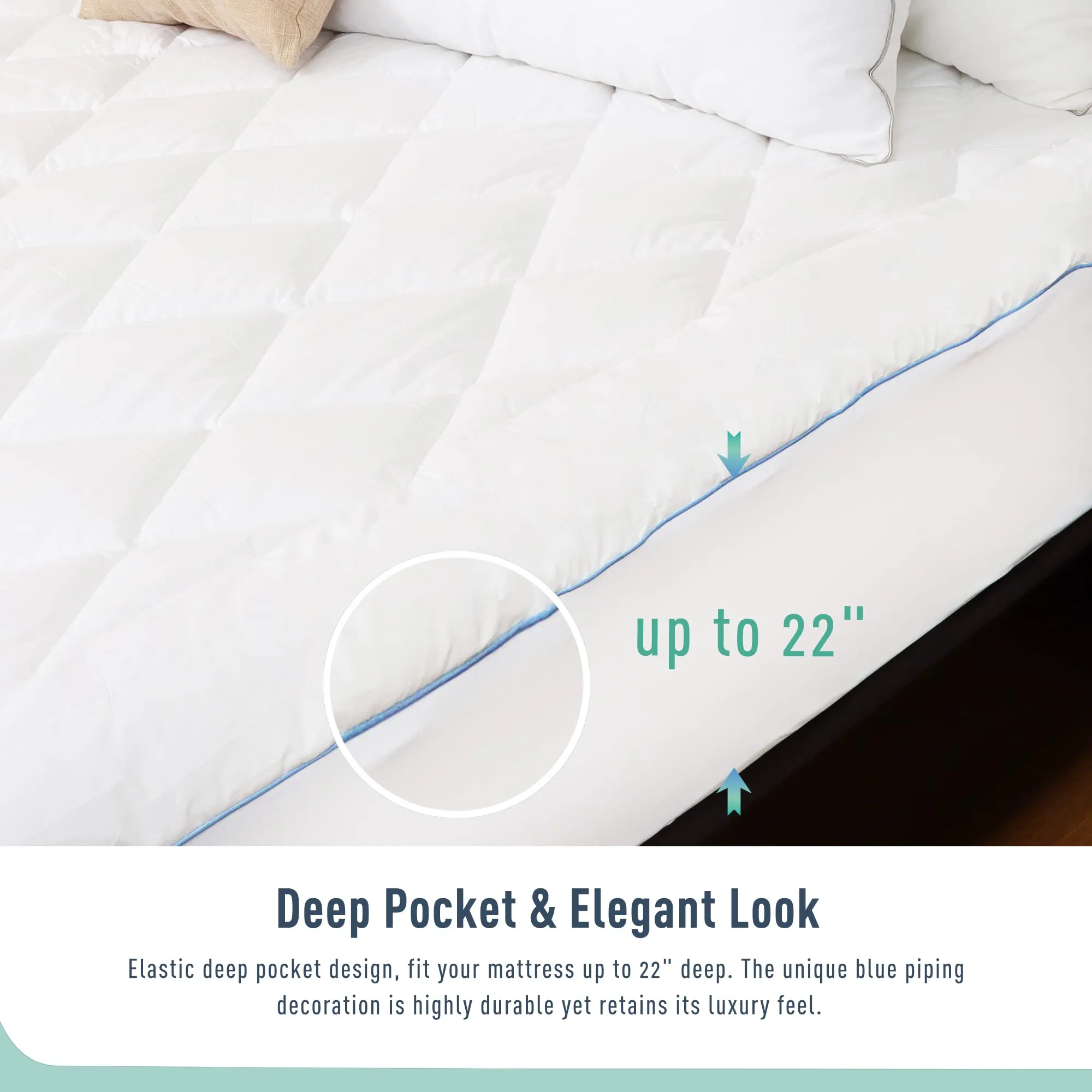 Deep Pocket Elastic Mattress Pad Cotton Futon Floor Mattress Topper