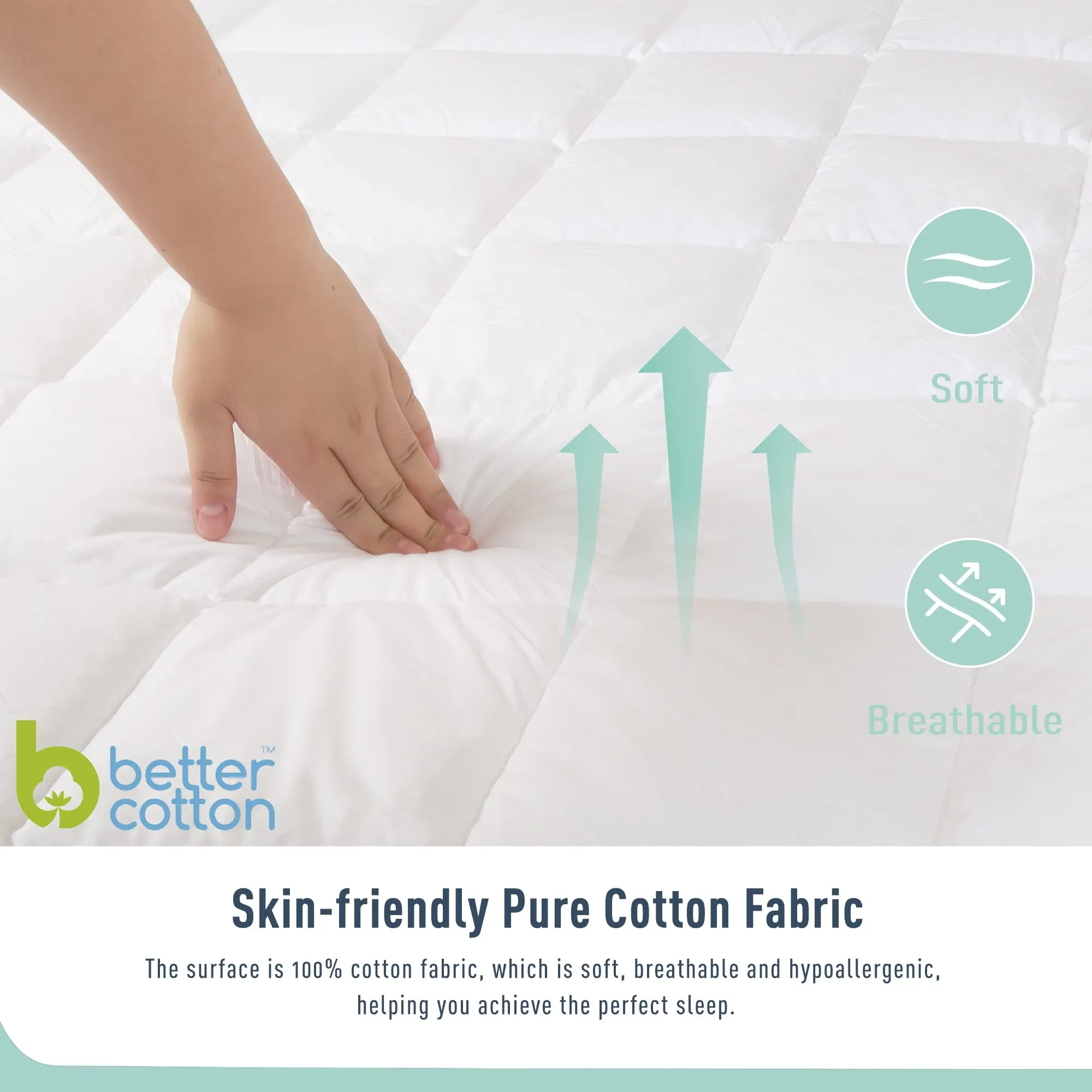 Deep Pocket Elastic Mattress Pad Cotton Futon Floor Mattress Topper