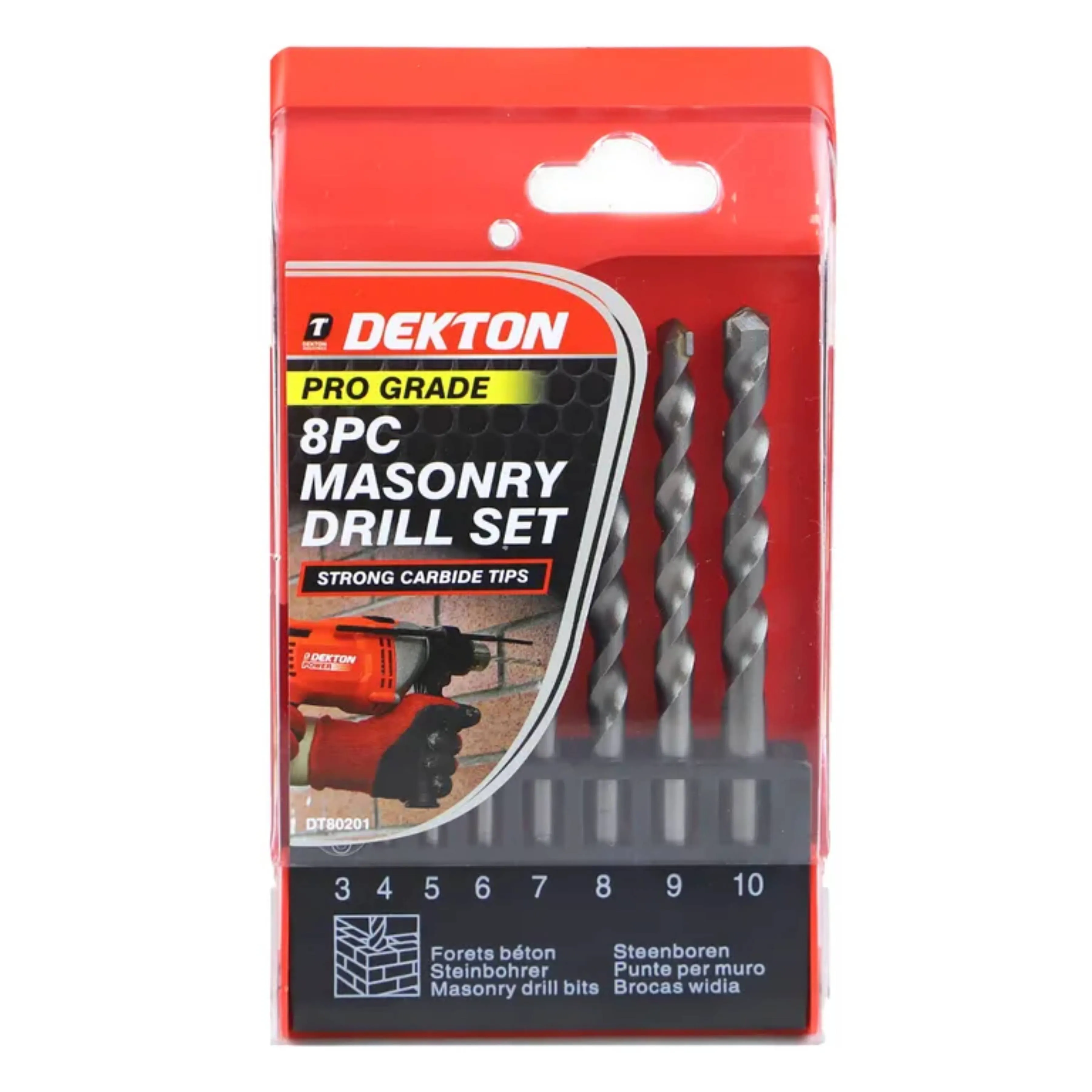 DEKTON 8PC Pro Masonry Drill Set 3-10mm