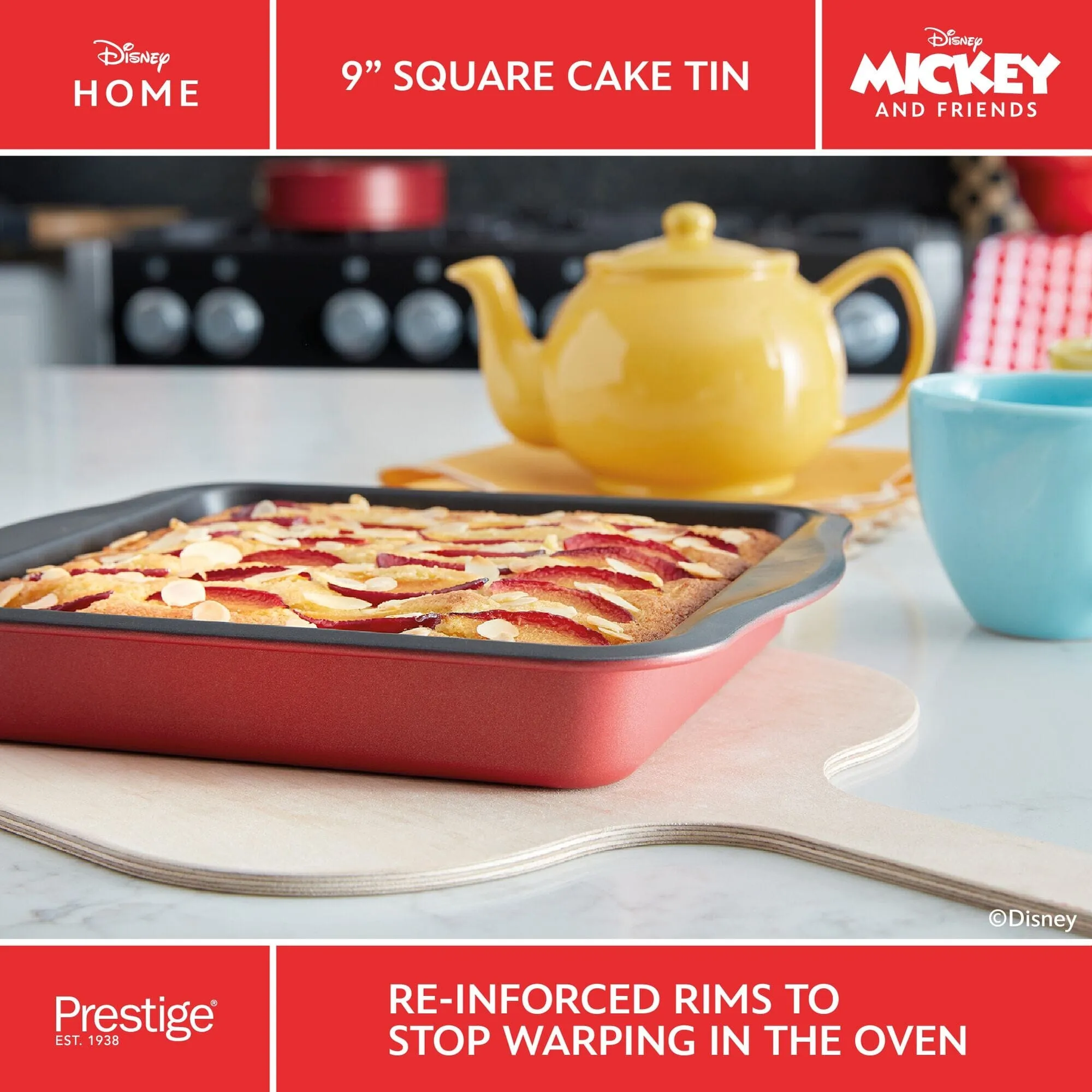 Disney Bake with Mickey: Non-Stick Square Cake Tin - 9"