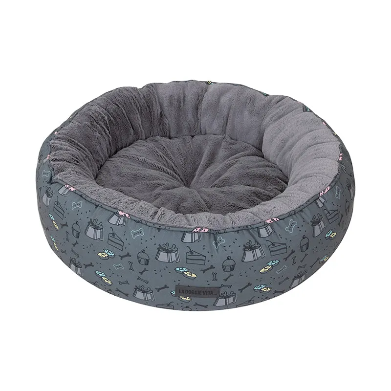 Dog Treats Charcoal Removable Cushion Round Bed