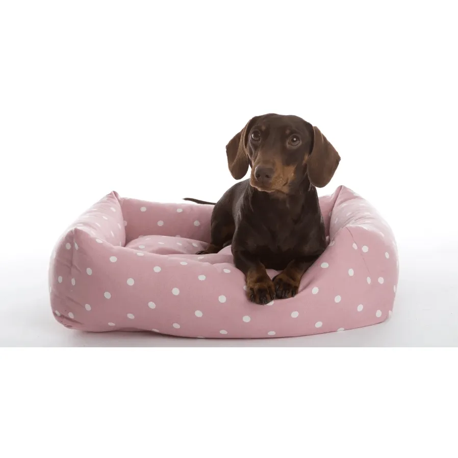 Dotty Rose Bolster Luxury Square Donut Dog Bed