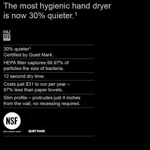 DYSON® Airblade™ HU02 V Series Hand Dryer - "Sprayed Nickel" Cover Surface Mounted ADA-Compliant Hands-Under (SKU# 307174-01 / 307172-01)