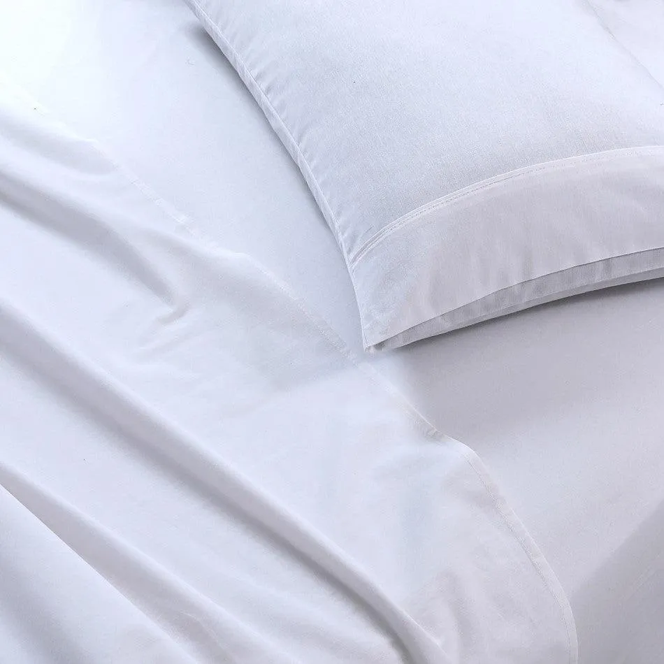 Elan Linen 100% Egyptian Cotton Vintage Washed 500TC White 50 cm deep Mega King Bed Sheets Set