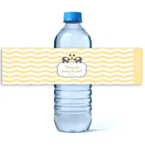 Elephant Yellow Chevron Baby Shower Water Labels