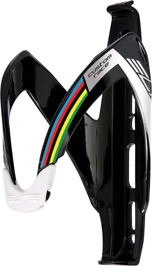 Elite Custom Race Bottle Cage Blk w/Rainbow Stripe