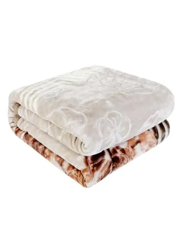 ELSTONE Home Cloudy Super Soft Fabric Floral Printed HeavyDuty Luxury Ultra 2 Ply Double Blanket for Winters with English Colors & Stylish Bag Packing Color#9