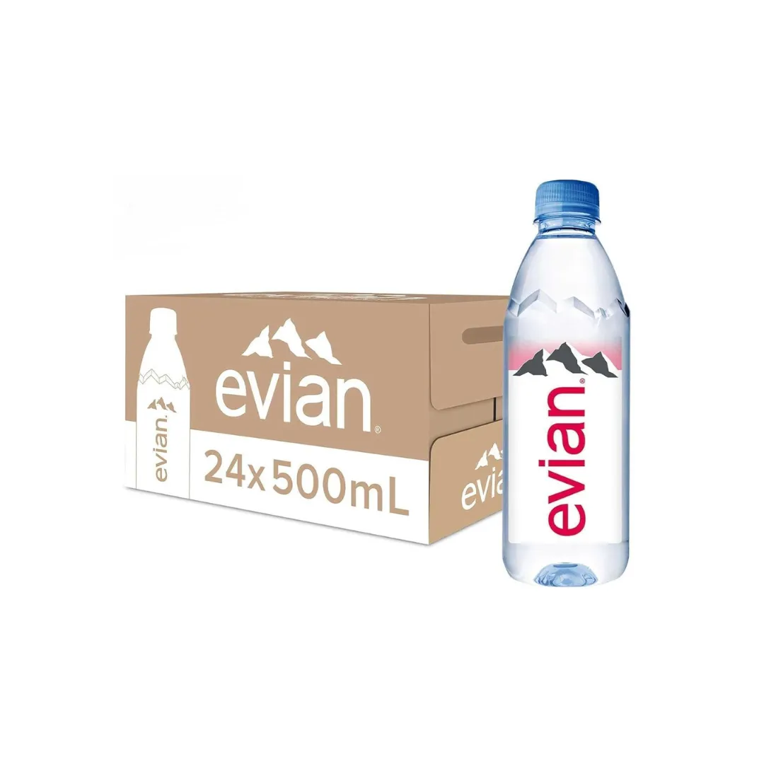 EVIAN NATURAL MINERAL WATER, 500ML (Imported) (Pack of 24 Bottle)