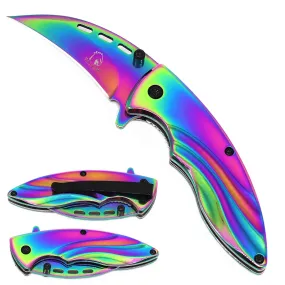 Falcon 8 7/8" Rainbow Spring Assisted Karambit Knife