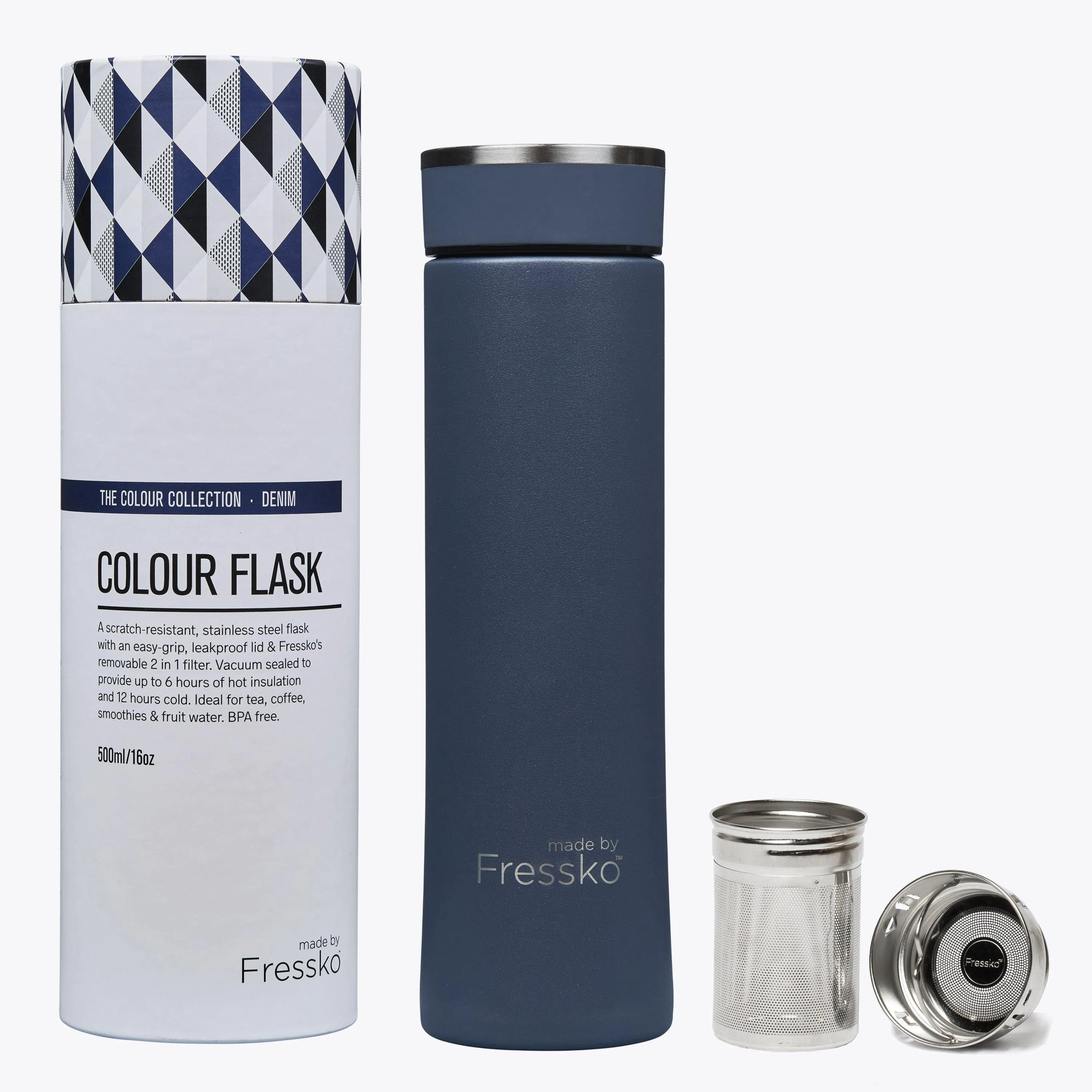 Fressko Infuser Flask 500ml - Denim | Drink Bottle