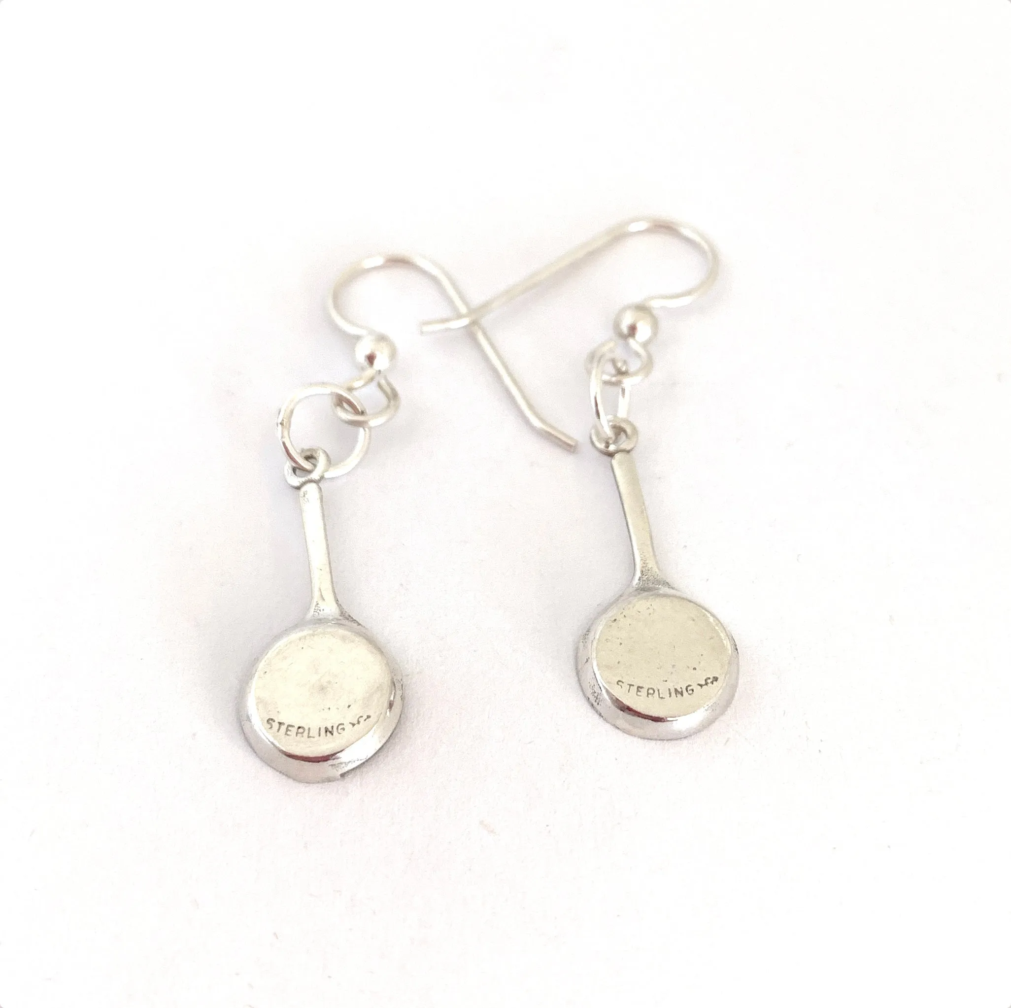 Frying Pan Earrings in Sterling Silver