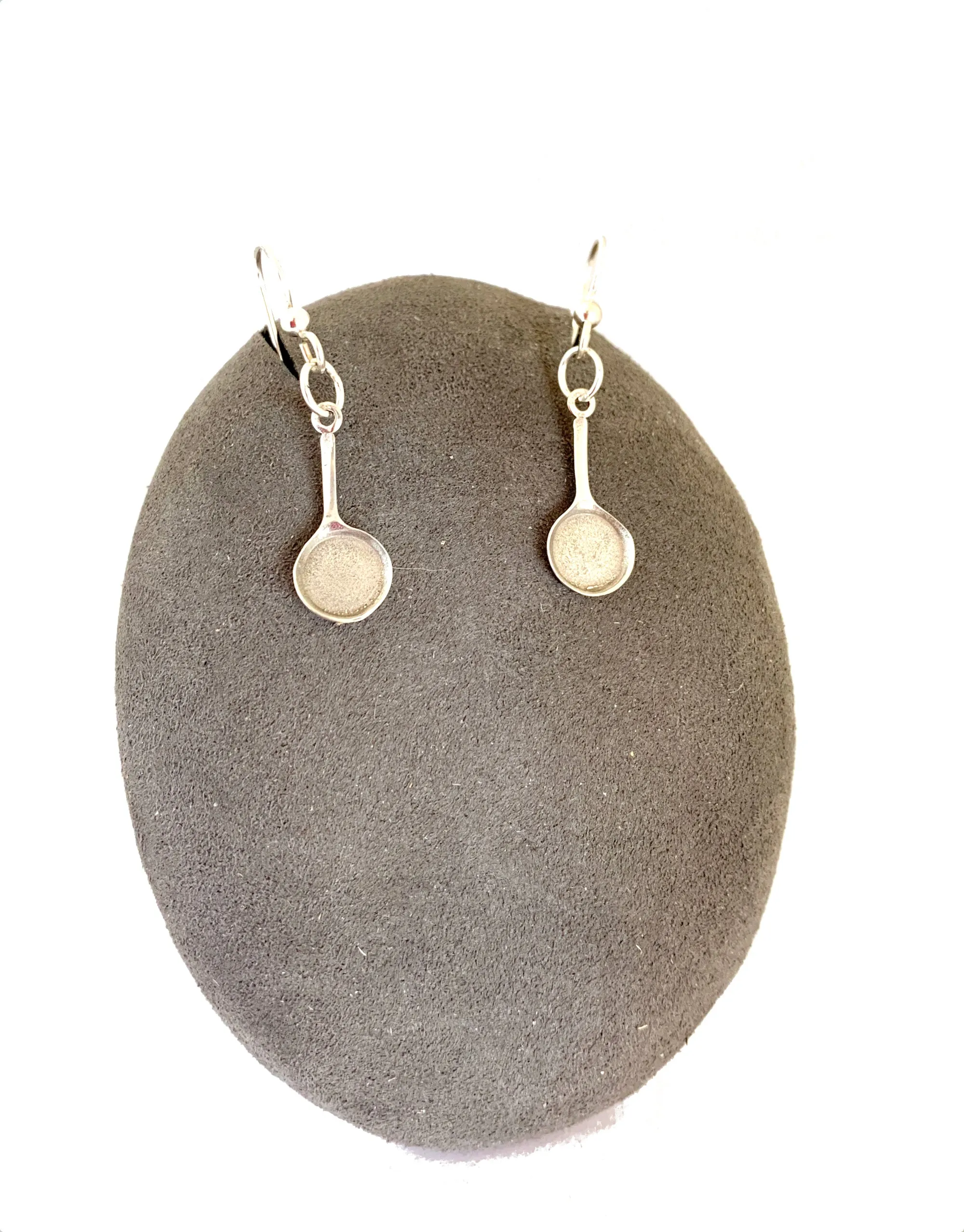 Frying Pan Earrings in Sterling Silver