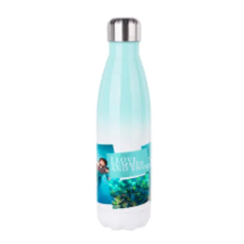 FULL CARTON - 50 x Bowling Double Walled Stainless Steel Water Bottle - GRADIENT - Bowling - 500ml - Mint Green/ White