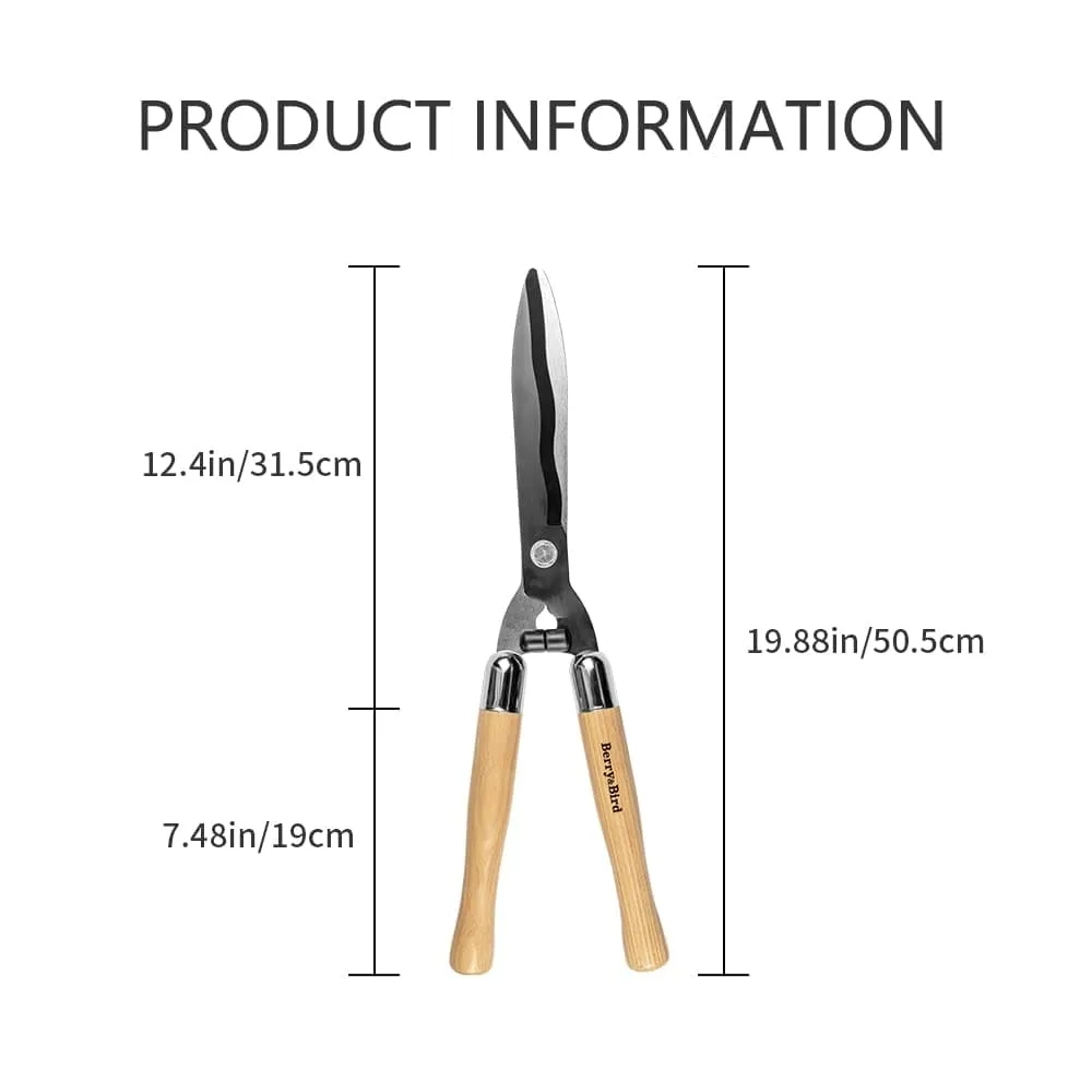 Garden Tools Hedge Shears 19.88 inch with Wooden Handles