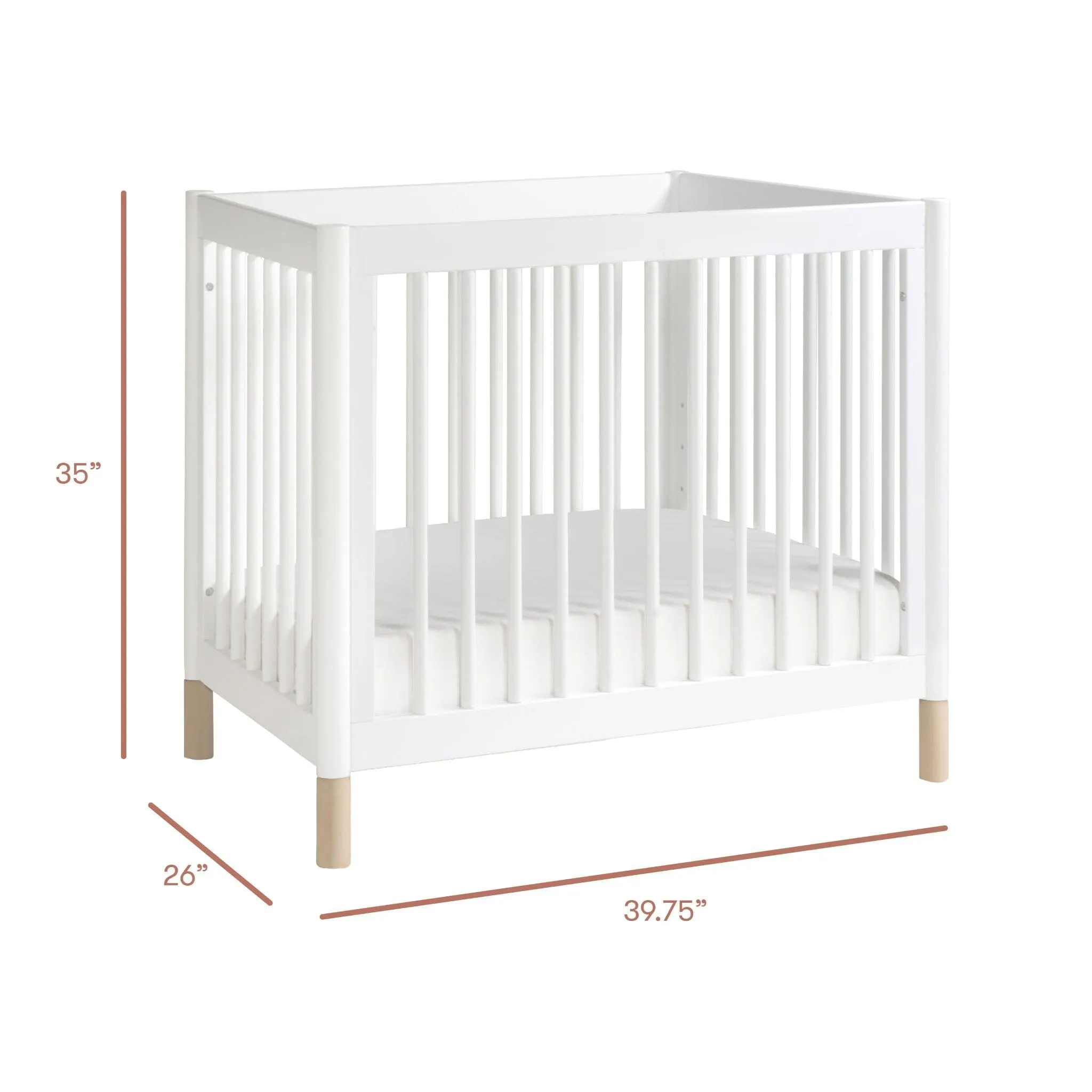 Gelato 4-in-1 Convertible Mini Crib | White / Washed Natural