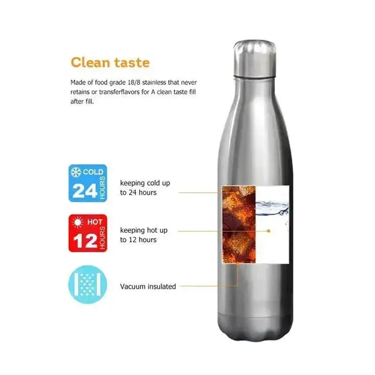 Glossy Wood Print Cola Metal Water Bottle (500 ml)