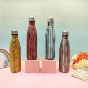 Glossy Wood Print Cola Metal Water Bottle (500 ml)