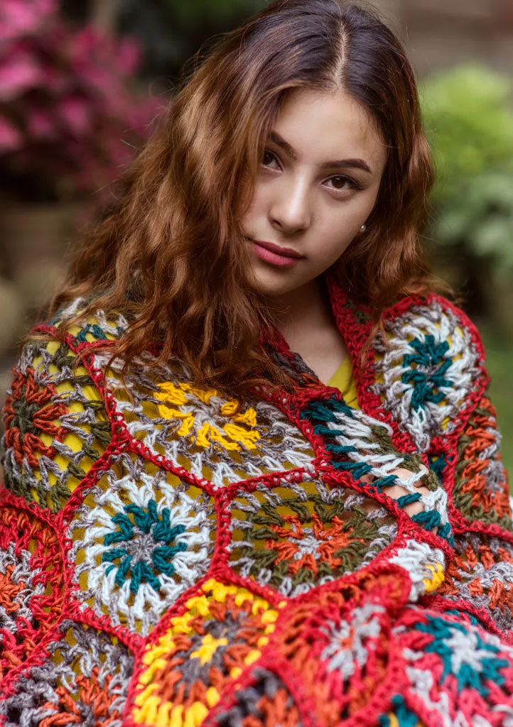 Gorgeous Hand Crochet Red and Yellow Multicolor Woolen Blanket