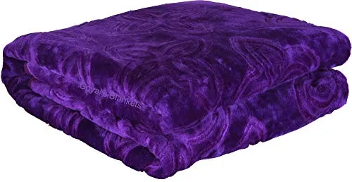 Goyal's ® Luxurious Embossed Korean Mink Single Bed Blanket , Purple