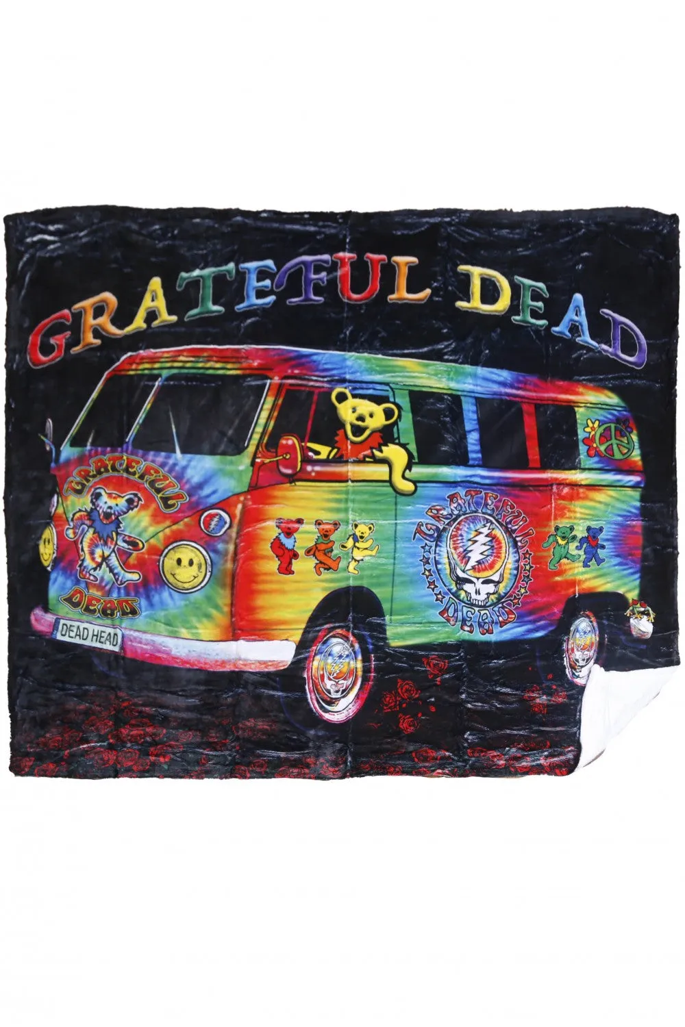 Grateful Dead Tie Dye Bus Fleece Throw Blanket