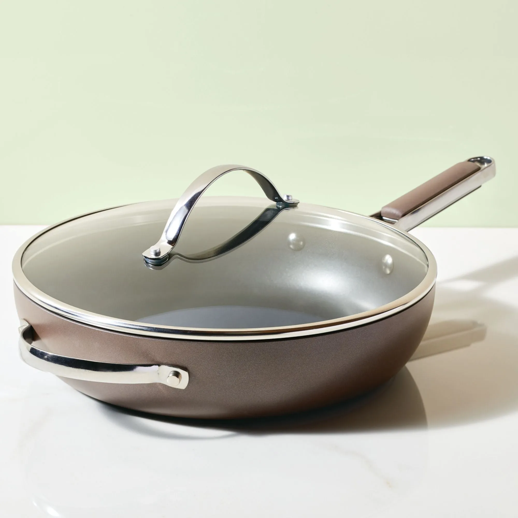 Hard-Anodized Nonstick 12.25" Deep Frying Pan with Helper Handle