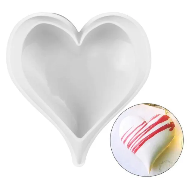 Heart Silicone Baking Mold for Mousse Cake - 3D Silicone Cake Mold - 6-Inch Pointed Heart Mould - French Dessert Baking Pan Tray - Dessert