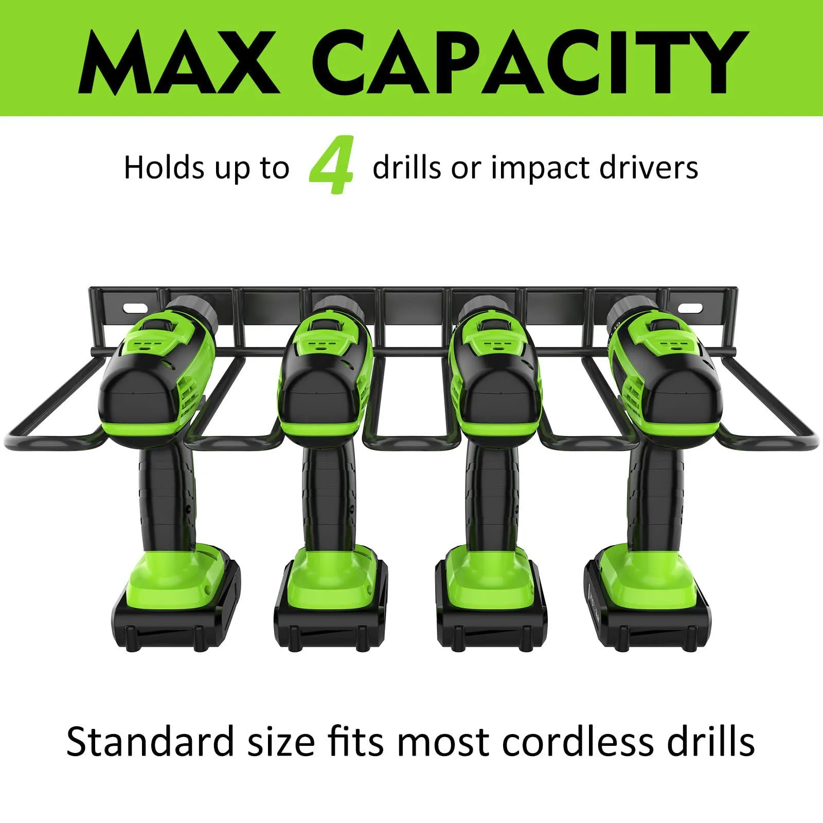 Heavy-Duty Wall Mount Drill Rack, 25kg Capacity, Tool Organizer