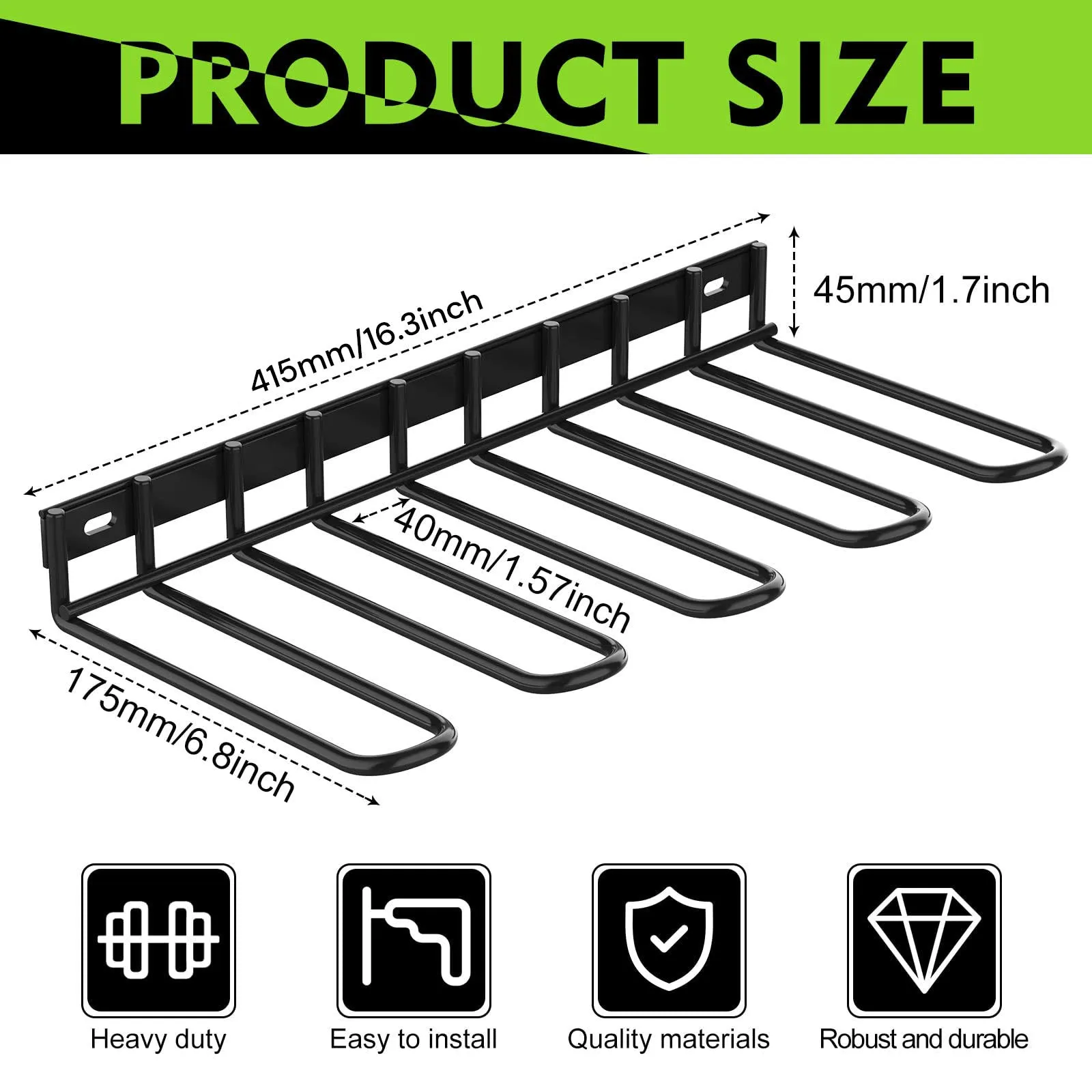 Heavy-Duty Wall Mount Drill Rack, 25kg Capacity, Tool Organizer