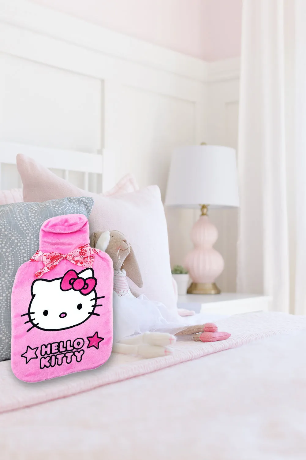 Hello Kitty Pink Star Hot Water Bottle & cover set  -  2Ltr