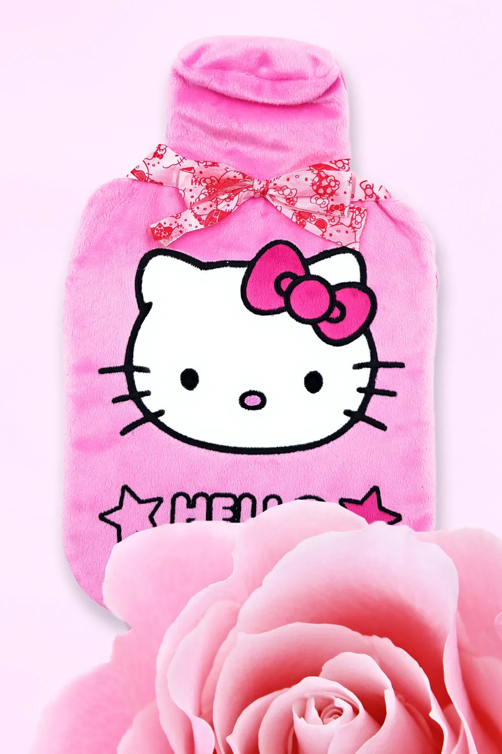 Hello Kitty Pink Star Hot Water Bottle & cover set  -  2Ltr