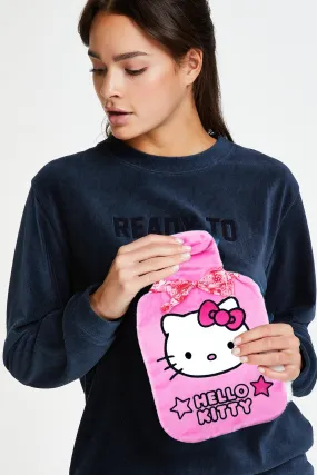 Hello Kitty Pink Star Hot Water Bottle & cover set  -  2Ltr