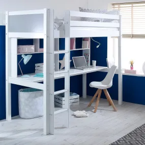 Highsleeper Bed with Desk & Shelving - Thuka