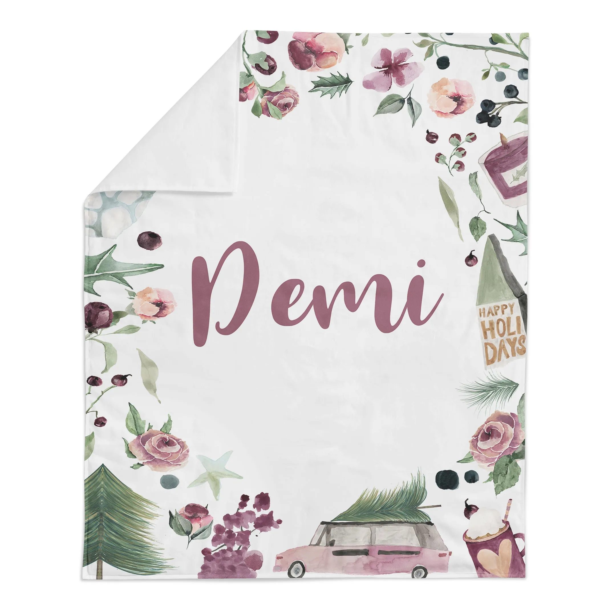 *HOLIDAY LIMITED EDITION* Personalized Name Minky Blanket -  PLUM FLORAL