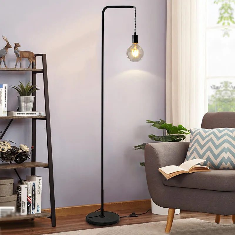 Industrial Simple Black Iron Long Pole 1-Light Standing Floor Lamp