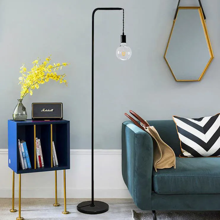 Industrial Simple Black Iron Long Pole 1-Light Standing Floor Lamp