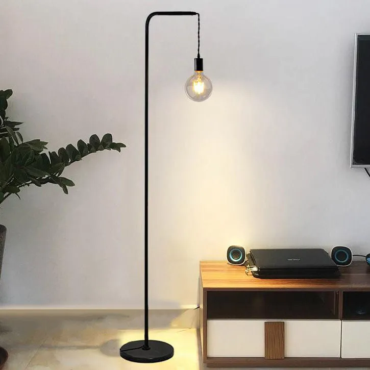 Industrial Simple Black Iron Long Pole 1-Light Standing Floor Lamp