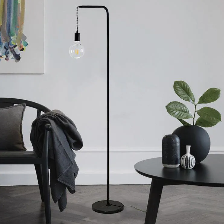 Industrial Simple Black Iron Long Pole 1-Light Standing Floor Lamp