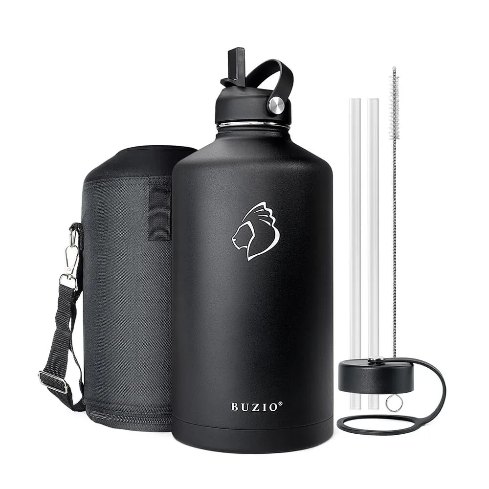 Insulated Gallon Bottle with Straw | 128oz | Black