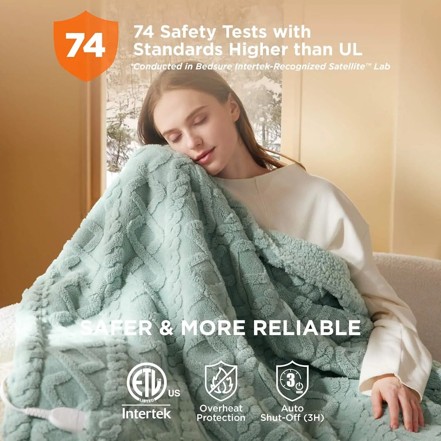 Jacquard Shaggy Sherpa Heated Blanket