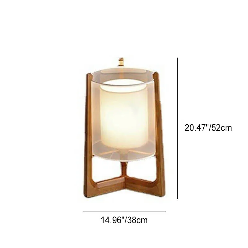 Japanese Minimalist Solid Wood Fabric Column 1-Light Standing Floor Lamp