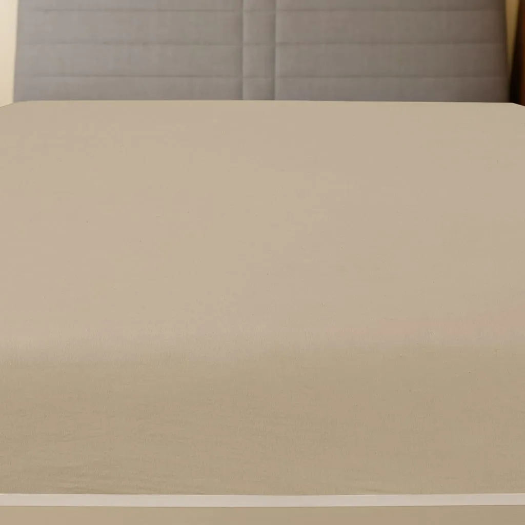 Jersey Fitted Sheet Taupe 140x200 cm Cotton