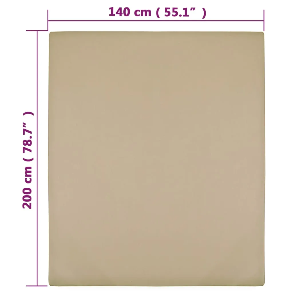 Jersey Fitted Sheet Taupe 140x200 cm Cotton