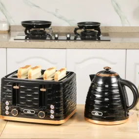 Kettle & Four Slice Toaster Set Black