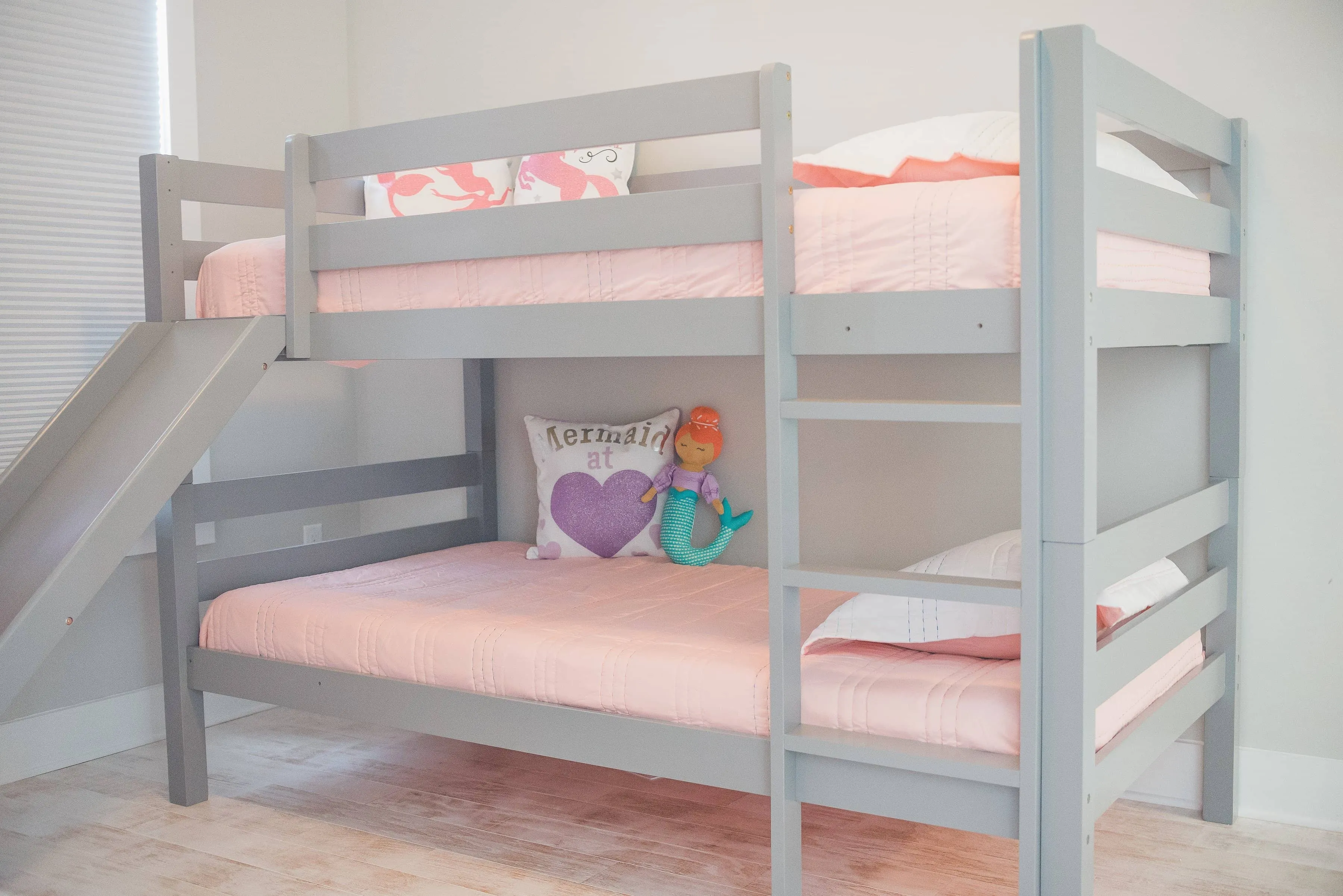 Kinsley Gray Wooden Bunk Bed with Slide