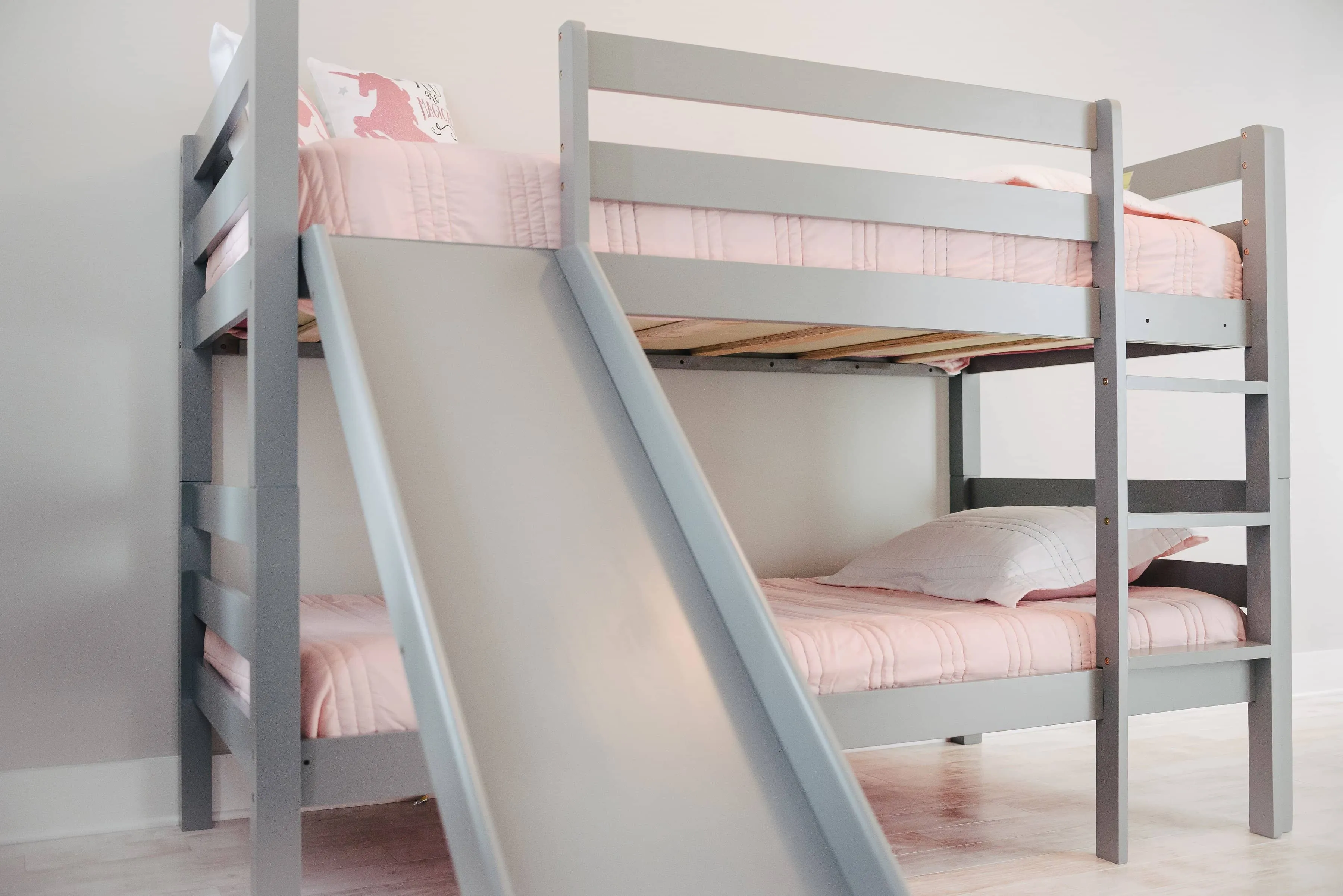 Kinsley Gray Wooden Bunk Bed with Slide