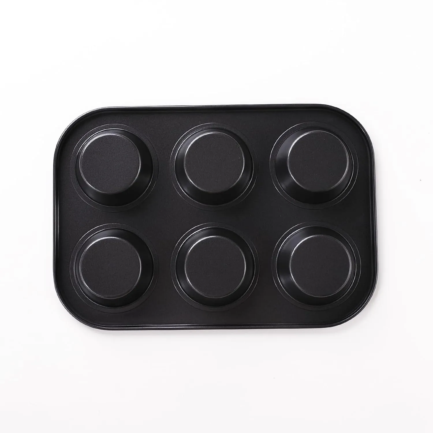 Kuber Industries 6 Slots Non-Stick Cup Cake Tray|Cup Cake Mould for Baking|Idol for Muffin, Small Cake-Pack of 5 (Black)