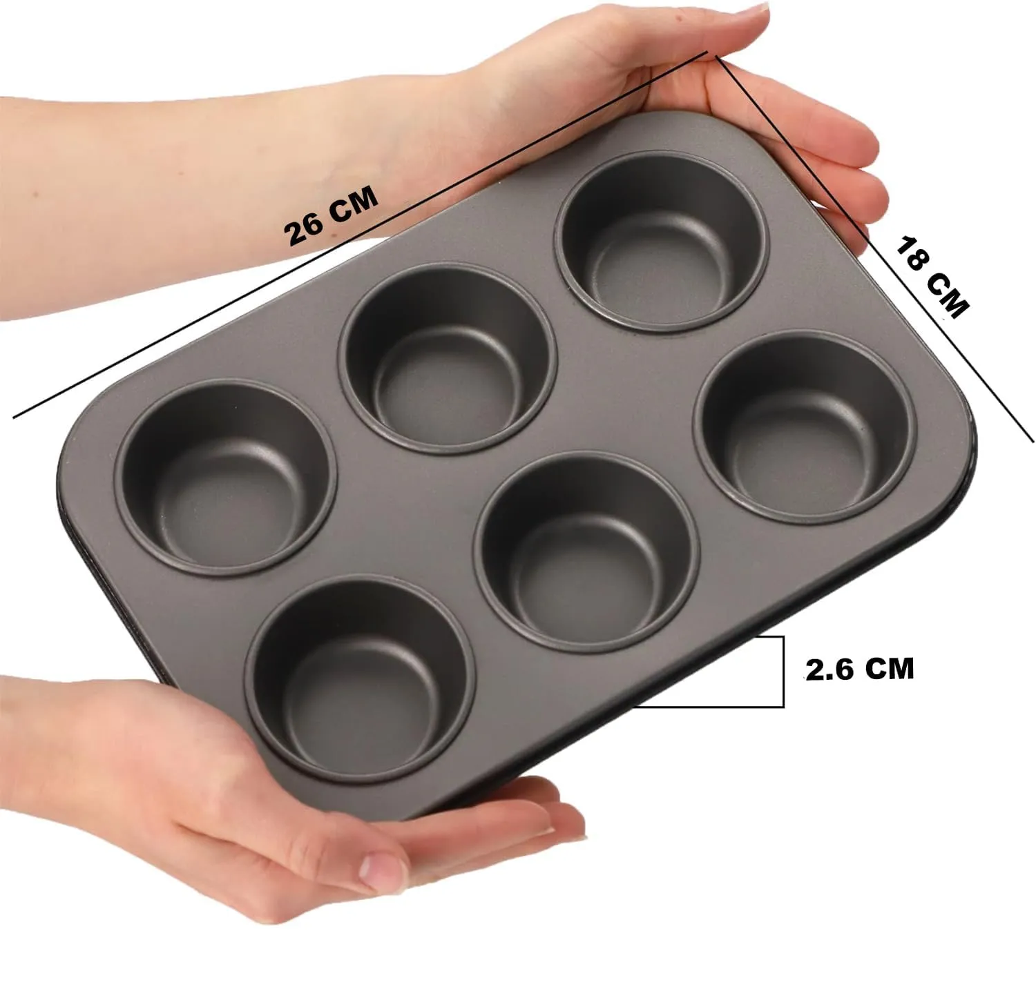 Kuber Industries 6 Slots Non-Stick Cup Cake Tray|Cup Cake Mould for Baking|Idol for Muffin, Small Cake-Pack of 5 (Black)