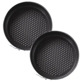 Kuber Industries Cake Mould with Removable Base|Cake Tray for Baking|Idol for Bread, Pie, Pizza-Pack of 2 (Black)