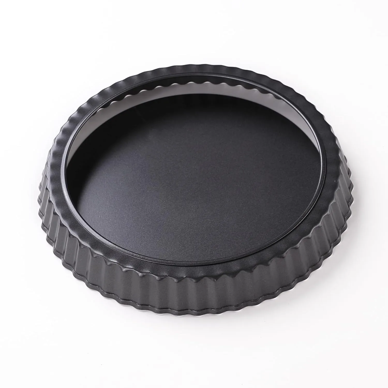 Kuber Industries Pie and Pizza Pan with Removeable Bottom|Carbon Steel Tart Pan-Pack of 4 (Black)