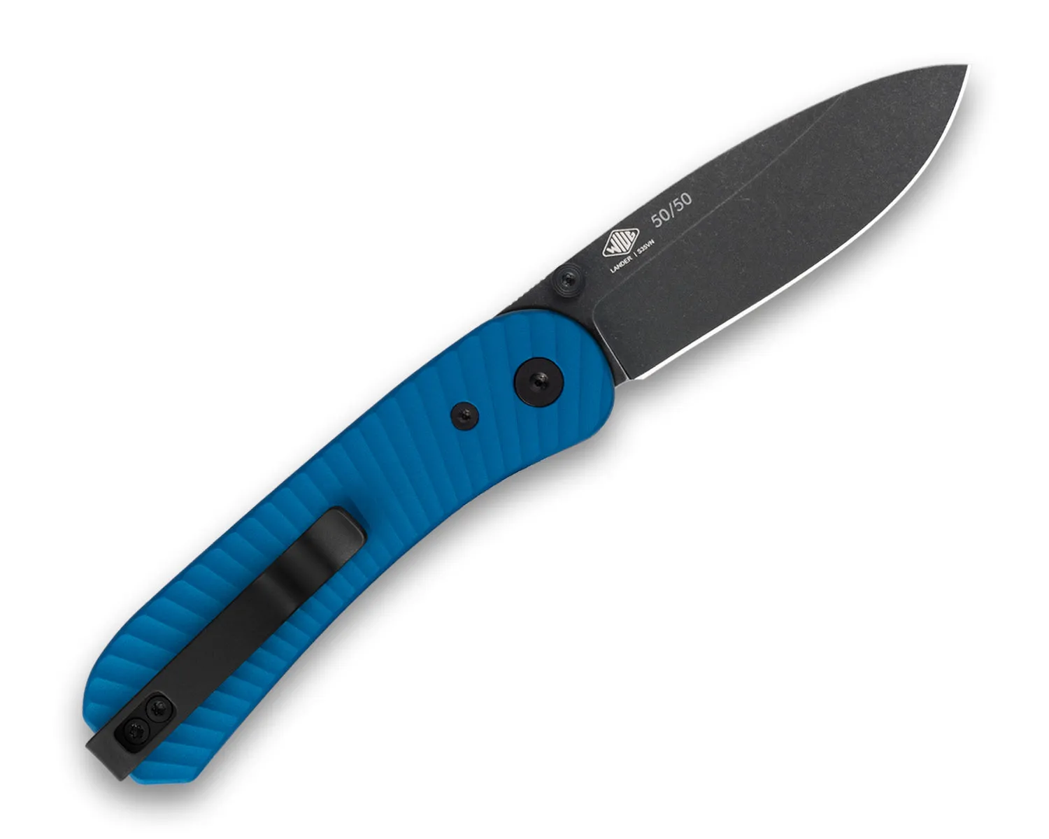 Lander 1 Pocket Knife - Limited Edition Solar Flare Aluminum Scales - S35VN - Blue